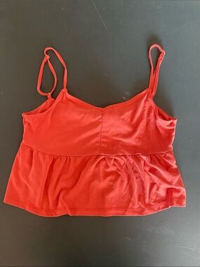 Unk Rust Red Peplum Spaghetti Strap Camisole Top